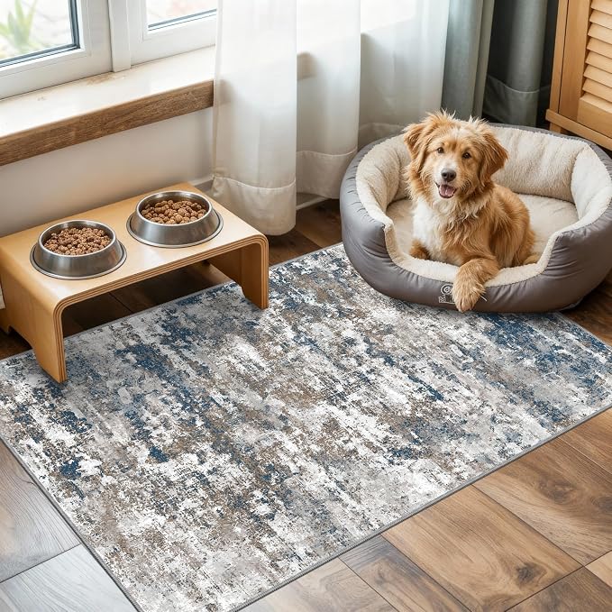 Runners for Hallways Ultra Non-Slip 2x4 Washable Kitchen Rug Abstract Tear and