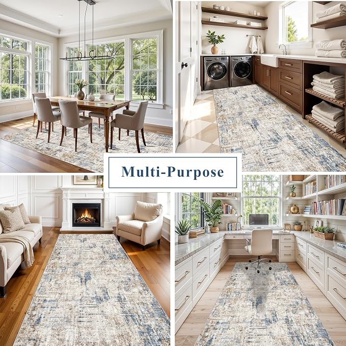 4x10 ft Extra Wide Hallway Rug – Non-Slip Washable Rubber-Backed Large Carpet