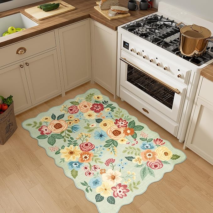 DUKINO 2x3 Entryway Rug, Floral Washable Indoor Door Mat