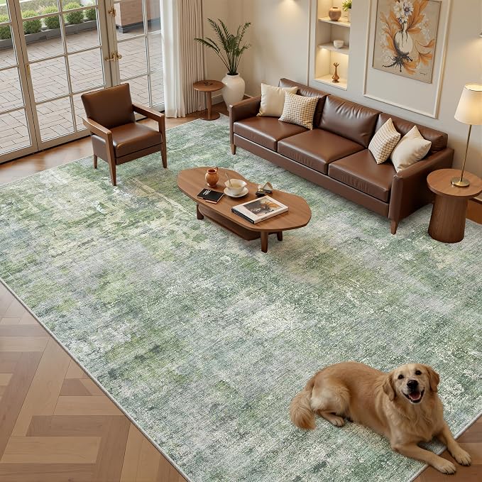Soalmost 7x10 Area Rug for Living Room Washable Abstract Vintage Soft Thin