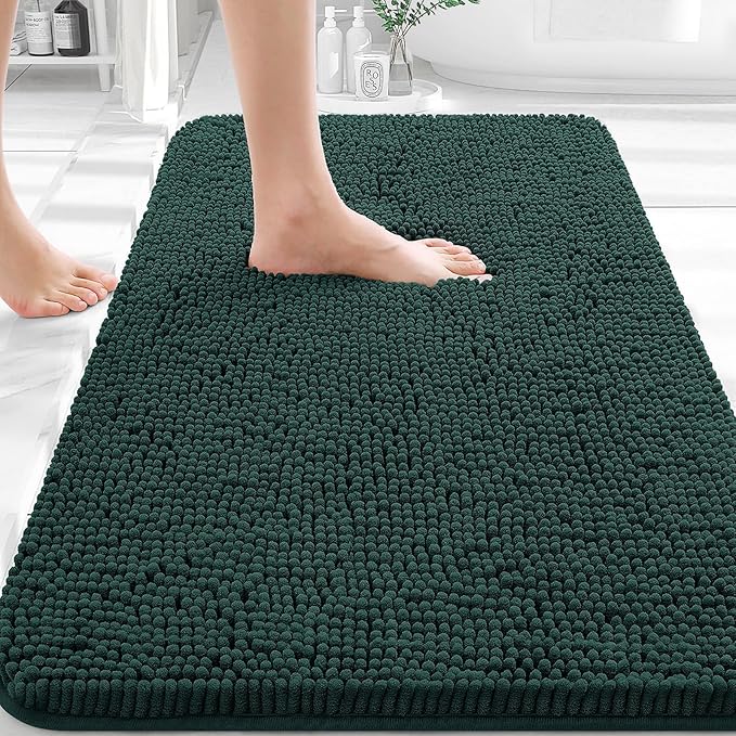 OLANLY Bathroom Rugs 36x24, Extra Soft Absorbent Chenille Bath Rugs, Rubber