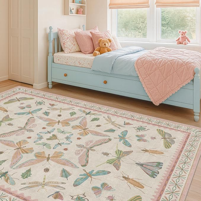 Hazo Haus Washable 5x8 Light Pink Rug
