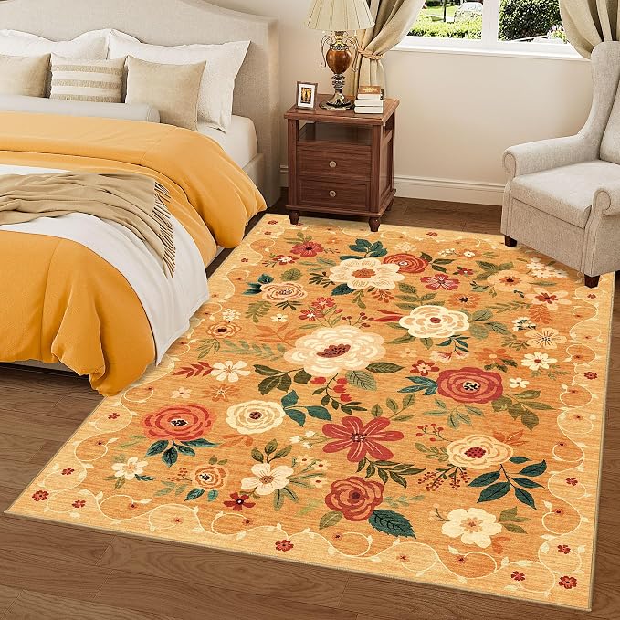 DUKINO 6x9 Area Rug, Floral Rugs