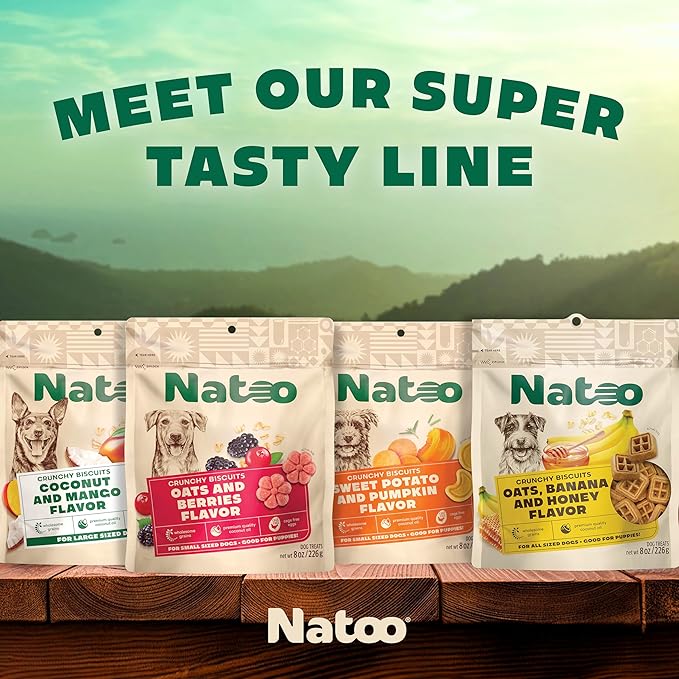 NATOO Biscuits for Small Dogs & Puppies - Crunchy Treats Coconut & Mango – Healthy Natural Dog Biscuits, Rich in Omega 6, Prebiotics & Fiber, Antioxidants for Immunity (8 oz)