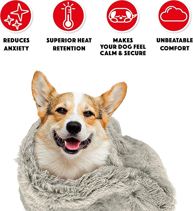 The Dog’s Blanket – Faux Fur Dog Blanket, Silver Grey, Large, 28x42