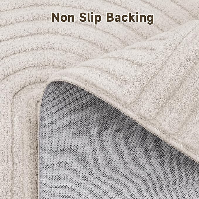 Pauwer 3x8 Washable Area Rugs for Living Room Modern Beige Solid Color Soft