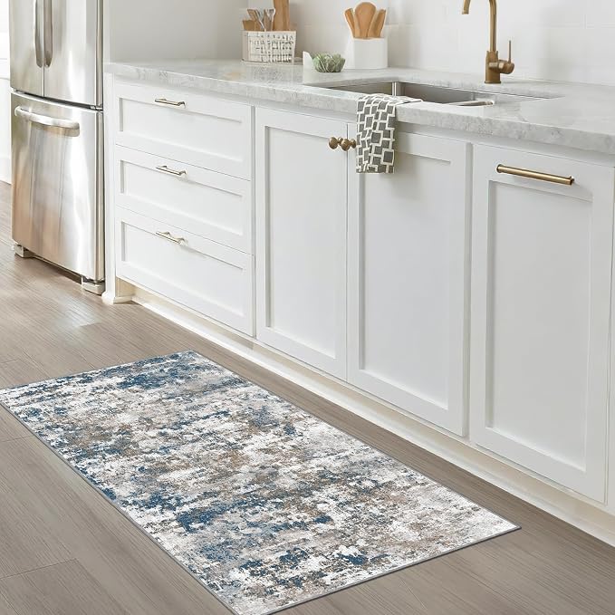 Runners for Hallways Ultra Non-Slip 2x4 Washable Kitchen Rug Abstract Tear and