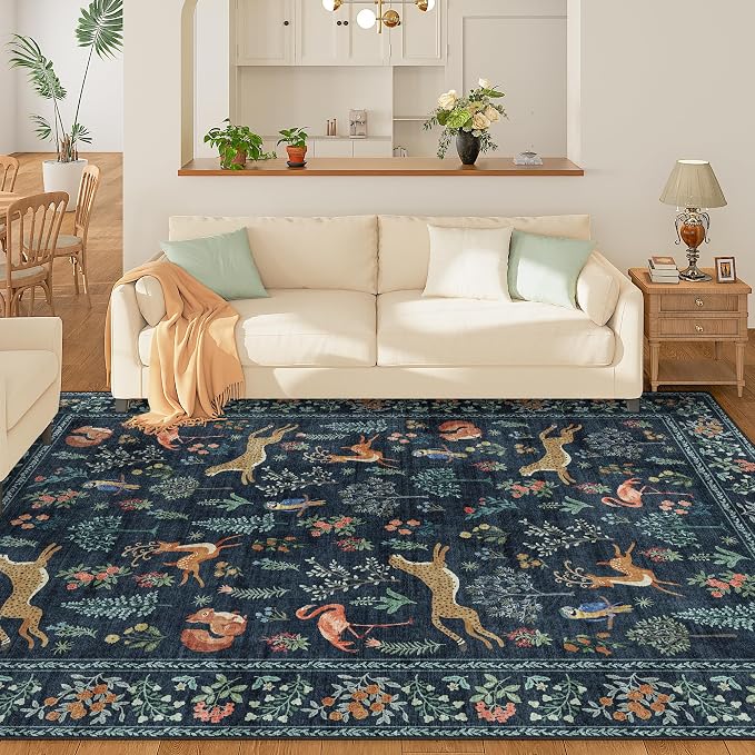 DUKINO 9x12 Rug, Washable Animal Living Room Rug