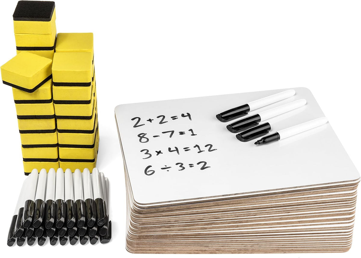Blue Summit Supplies 30 Mini Dry Erase Boards, 9 x 12, Markers and Erasers