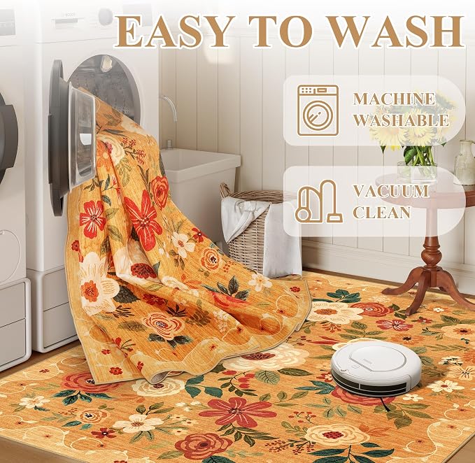 DUKINO 3x8 Runner Rug, Washable Rug