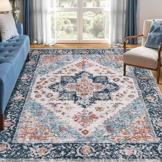 SERISSA 5x7 Boho Area Rug, Washable Large Rugs