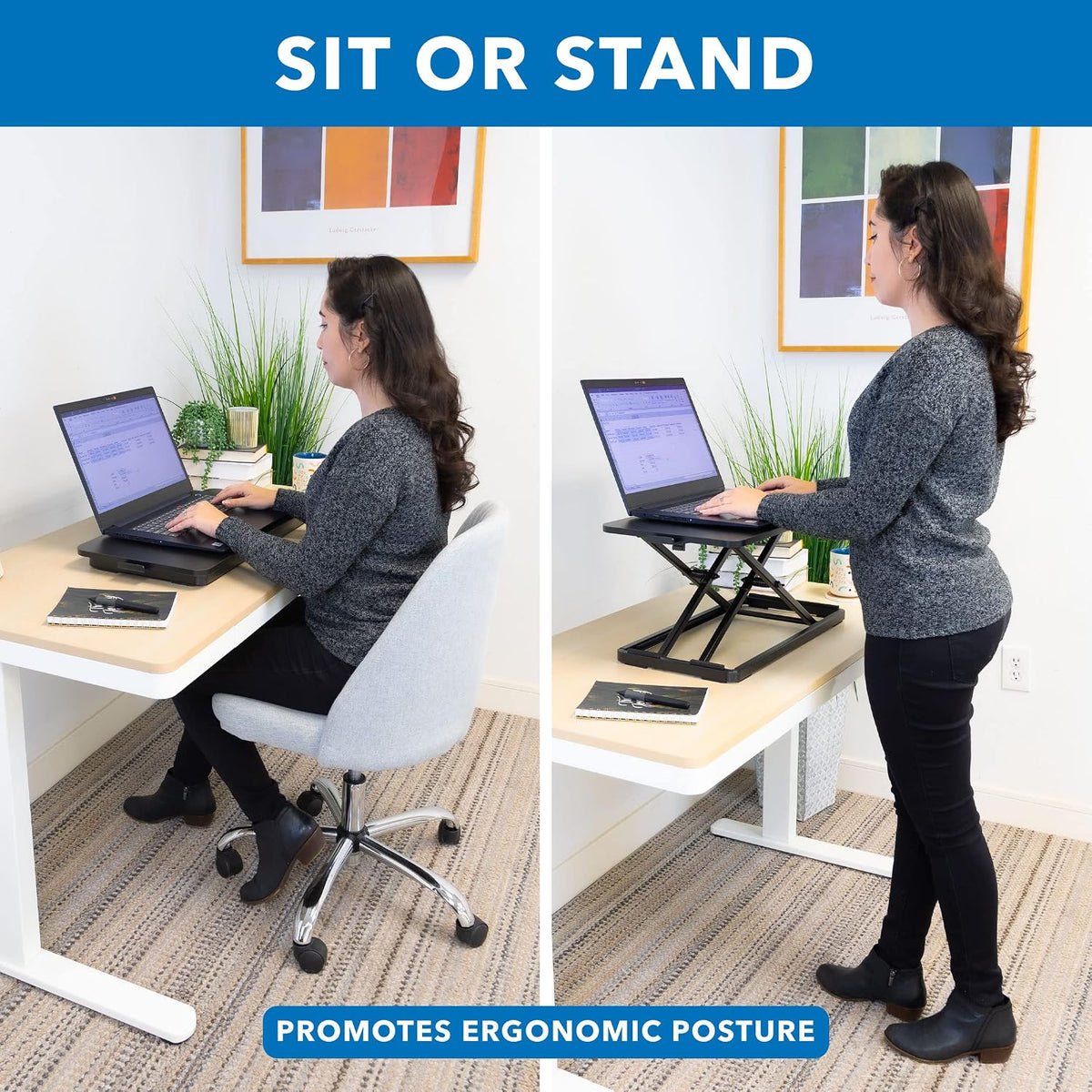 Mount-It! Standing Keyboard Tray, Sit to Stand 1.7-15.6 in, 23.6 in