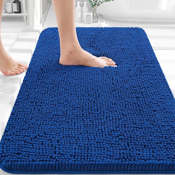 OLANLY Bathroom Rugs 32x20, Extra Soft Absorbent Chenille Bath Rugs, Rubber