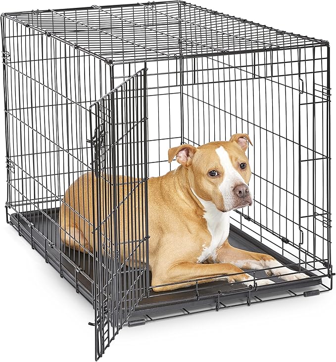 Midwest Homes for Pets 36-Inch New World Crate for Medium-Large Breeds, 41-70 lbs, Single Door Folding Dog Crate, Leak-Proof Tray & Secure Latch, Portable, Durable & Easy to Assemble