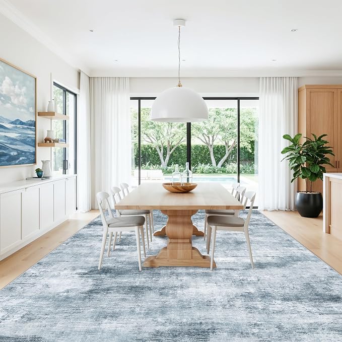 12x15 Area Rug for Living Room – Large Modern Neutral Abstract Thin Washable