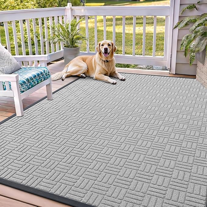 OLANLY Front Door Mat Outside Entrance 71x47, Heavy Duty Sturdy Natural Rubber