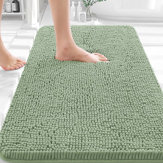 OLANLY Bathroom Rugs 35x24, Extra Soft Absorbent Chenille Bath Rugs, Rubber