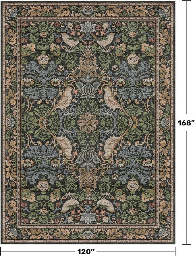 Botanical 10x14 Area Rug for Living Room, Extra Large Bedroom