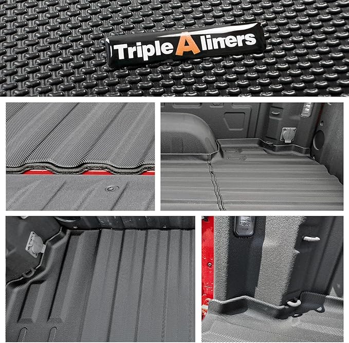 TripleAliners Truck Bed Mat Compatible with 2019-2025 2026 Chevy Silverado 1500/GMC Sierra 1500 Accessories 6.6FT Vehicle Perfectly Flush All Weather Protection TPE Heavy Duty Cargo Mat(Standard Bed)