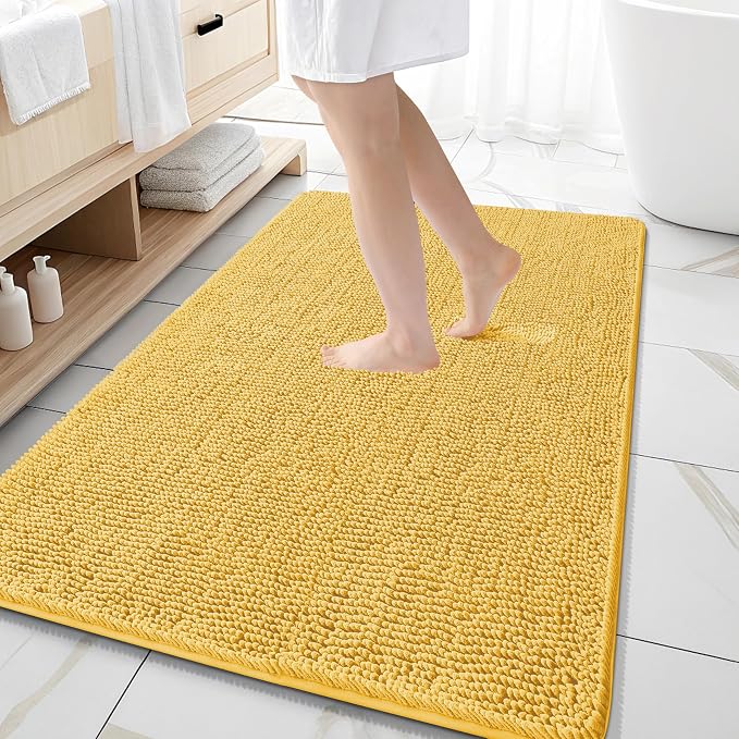 OLANLY Large Bathroom Rugs 59x35, Extra Soft Absorbent Chenille Bath Rugs