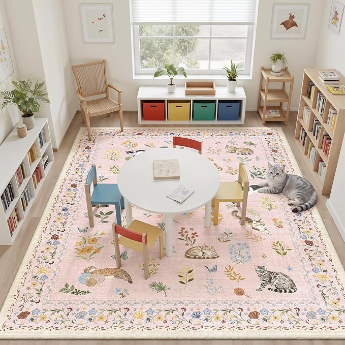 Soalmost Cat 8x10 Pink Area Rugs