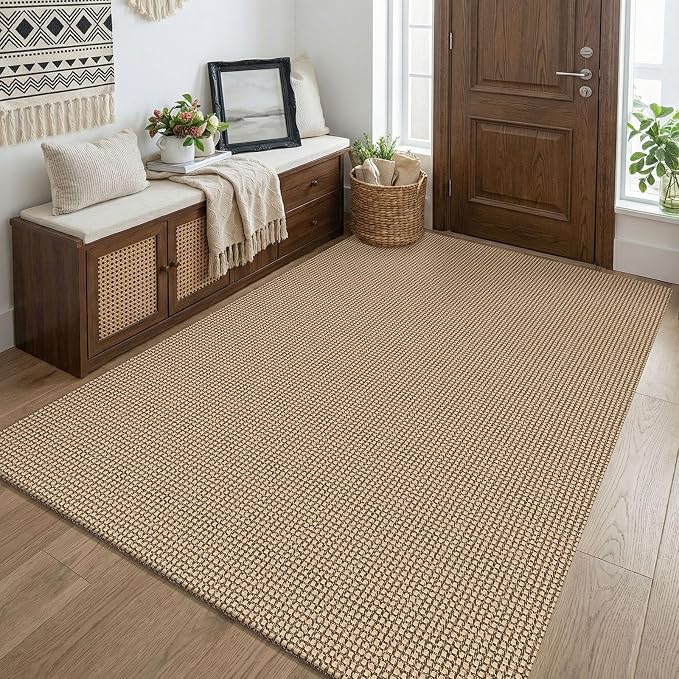 KOZYFLY Boho Washable 4x5 Entry Woven Area Rug, Braided Throw Rugs