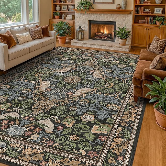 Vintage Green Rug for Extra Large Bedroom