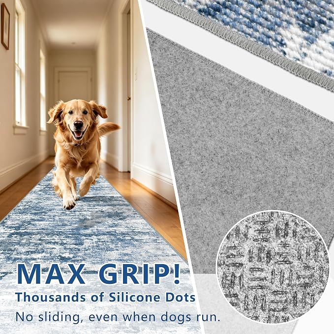 Runners for Hallways Ultra Non-Slip 2x10 Long Runner Rugs Washable Abstract