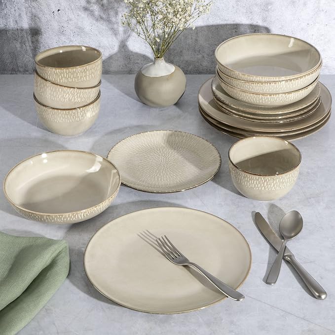 Gibson Elite Matisse 16-Piece Double Bowl Dinnerware Set – Service