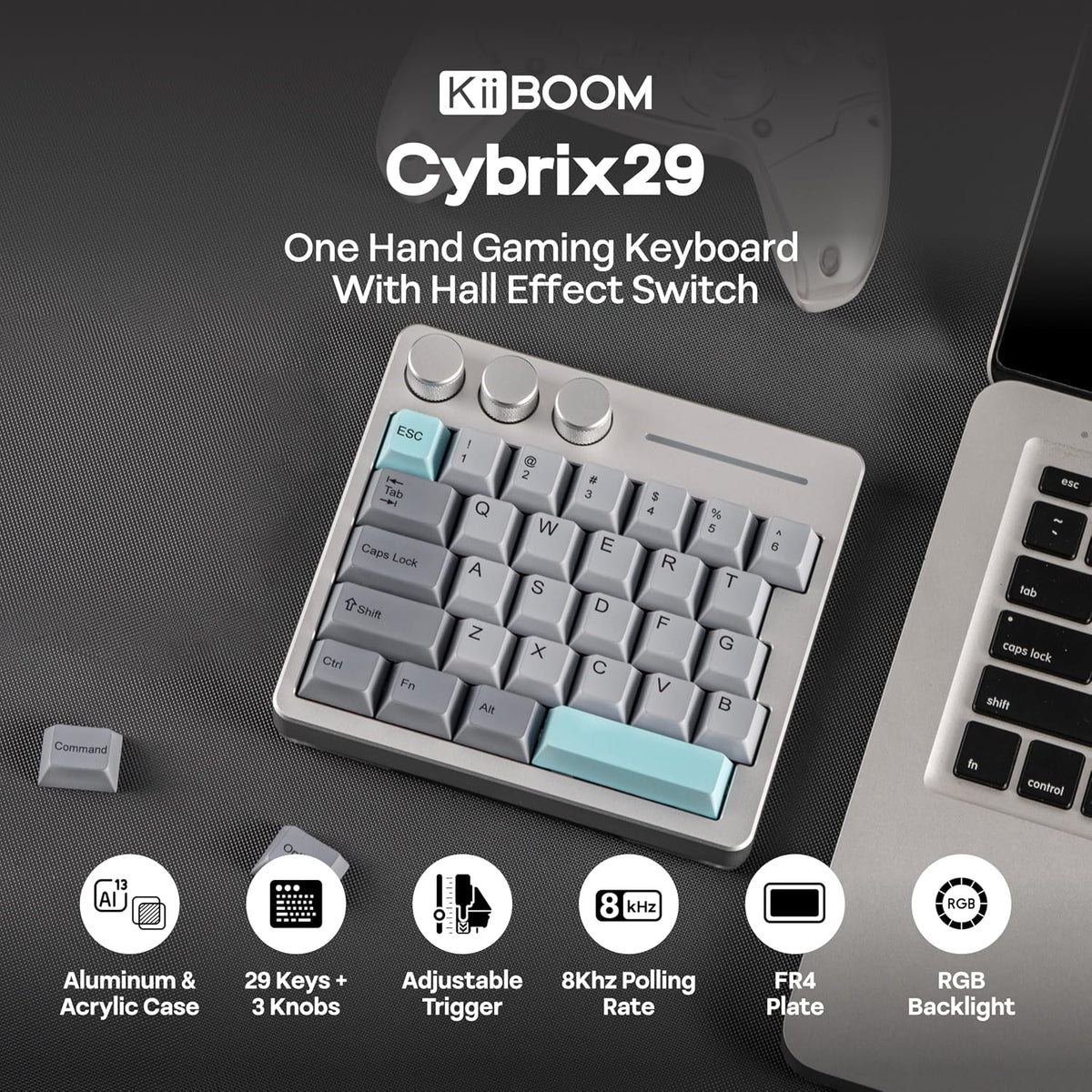 KiiBoom Cybrix 29 Rapid Fast Wired Gaming Keyboard, 8Khz Polling