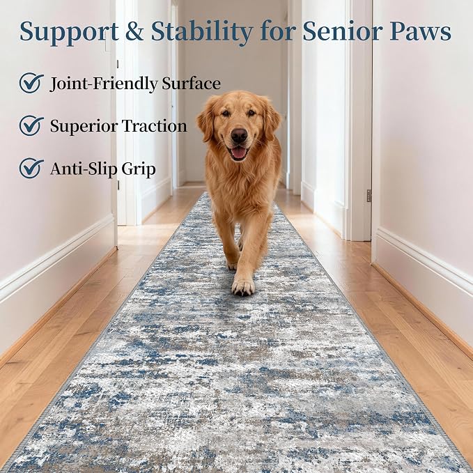 Washable Carpet Runners for Hallway 12ft-Non Slip Floor Runners for Dogs