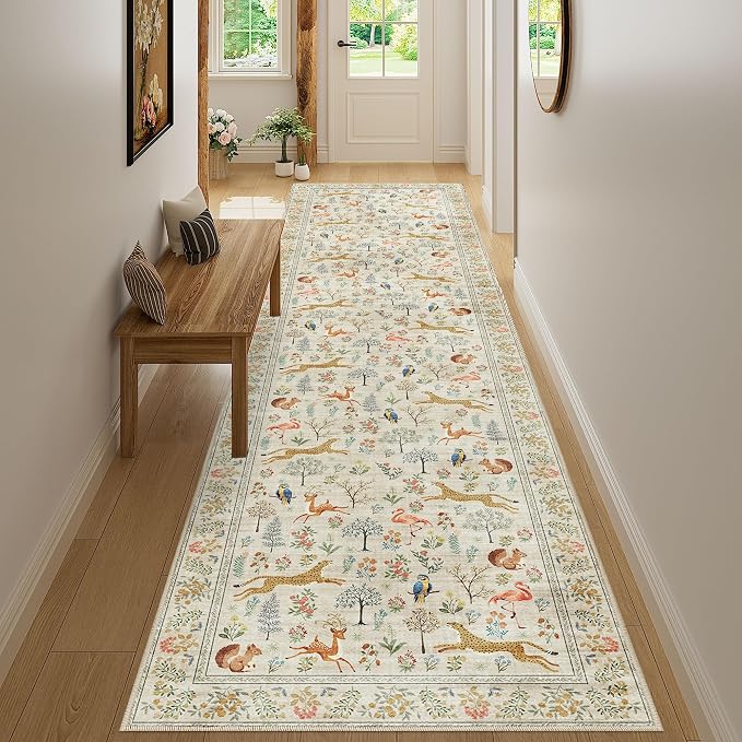 DUKINO 3x12 Runner Rug, Non Slip Animal Print Runner Rug