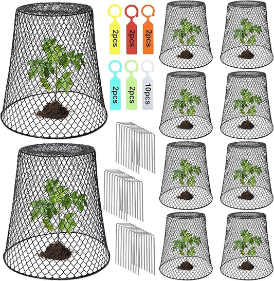 10 Pcs 9"×9" (Multiple Sizes/Quantities Available) Chicken Wire Plant Protectors from Animals, Plant Cage Garden Cloche to Protect Plants Vegetables from Rabbits Squirrels Chicken