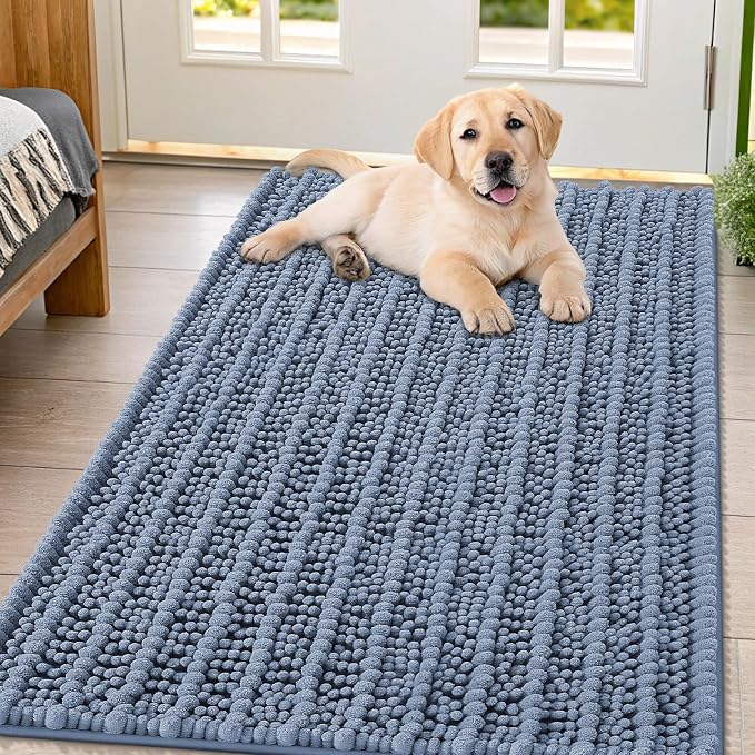 Smiry Dog Door Mat for Muddy Paws 47x32, Absorbent Dirt Trapper, Non-Slip