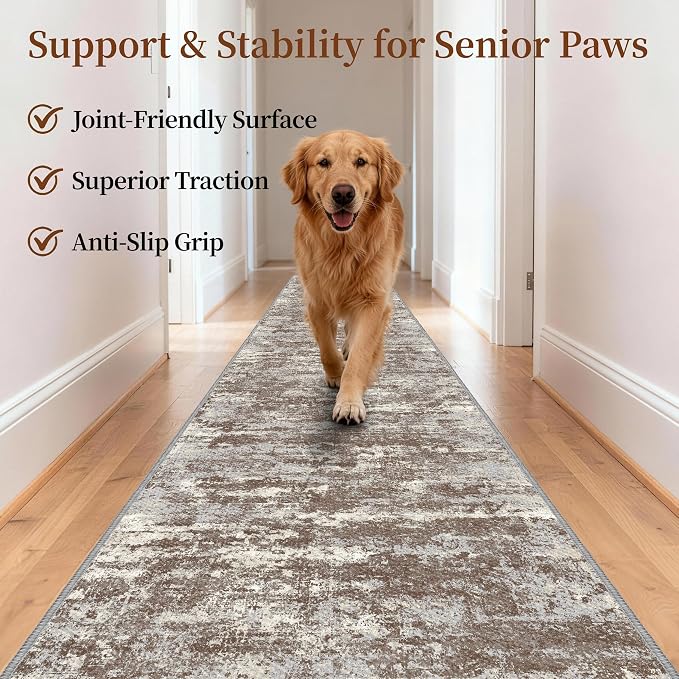 Washable Carpet Runners for Hallway 12ft-Non Slip Floor Runners for Dogs