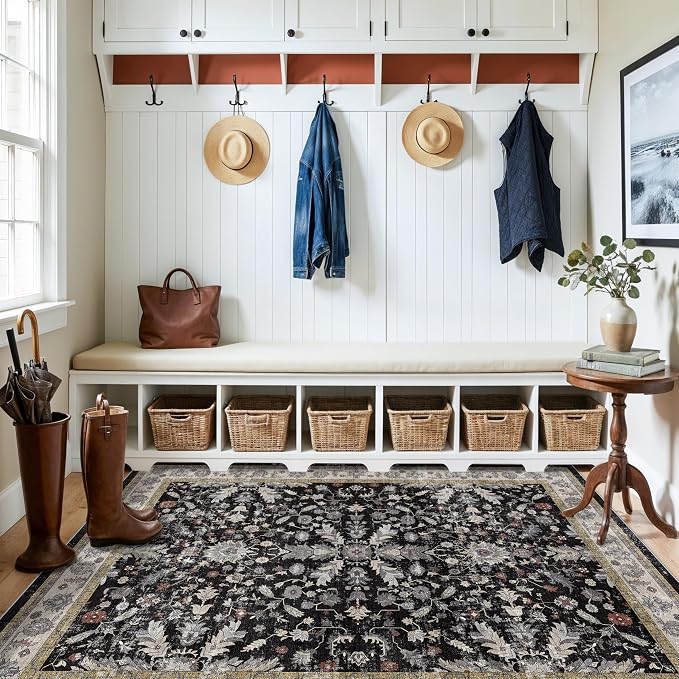 4x5 Kitchen Rug Washable Non-Slip – Soft Low Pile Indoor Carpet