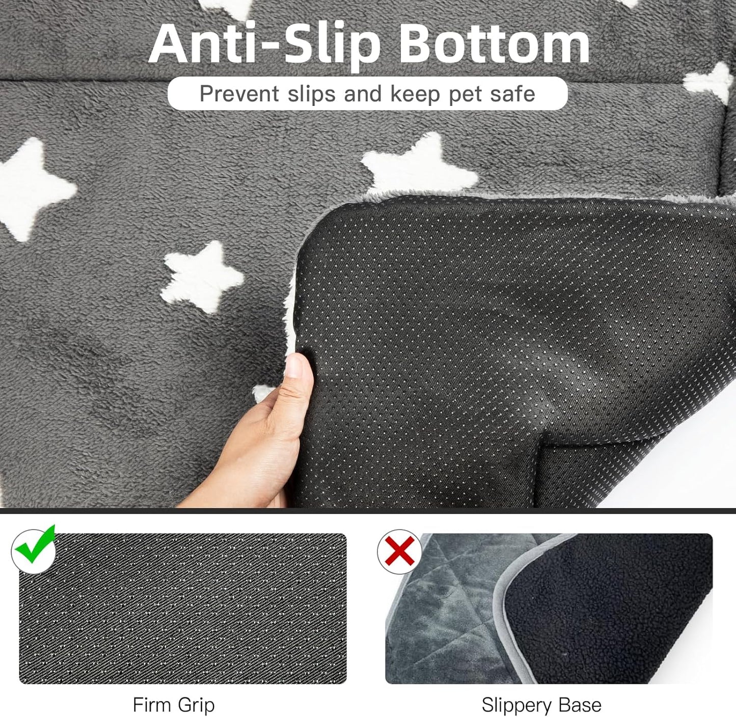 Mora Pets Dog Crate Pad Kennel Dog Bed Mat for Medium Dogs Washable Cute Star Pet Bed for Cage Ultra Soft Flat Puppy Cat Kitten Cushion for Sleeping Anti-Slip Grey 30 x 19