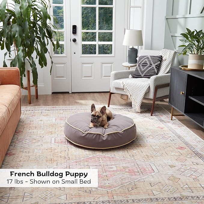 Happy Hounds Scout Round Reversible Pillow Dog Bed, Small (30" x 30"), Fog
