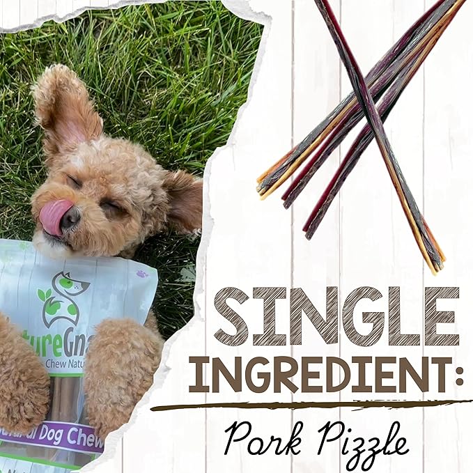 Nature Gnaws Extra Thin Pork Bully Sticks for Small Dogs 5-6" (50 Count) - Long Lasting for Light Chewers and Puppies - Natural Bacon Dog Chew Treats