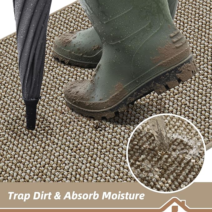 BEQHAUSE Dirt Trapper Door Mat 20" x 32", Non-Slip Washable Doormats Entrance