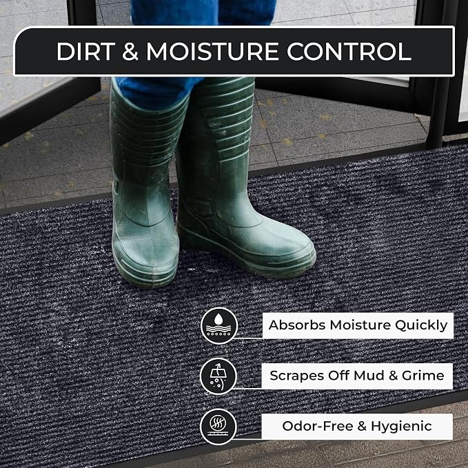 4 Pack Grey Commercial Door Mat 3'x6' Heavy Duty Industrial Floor Mat