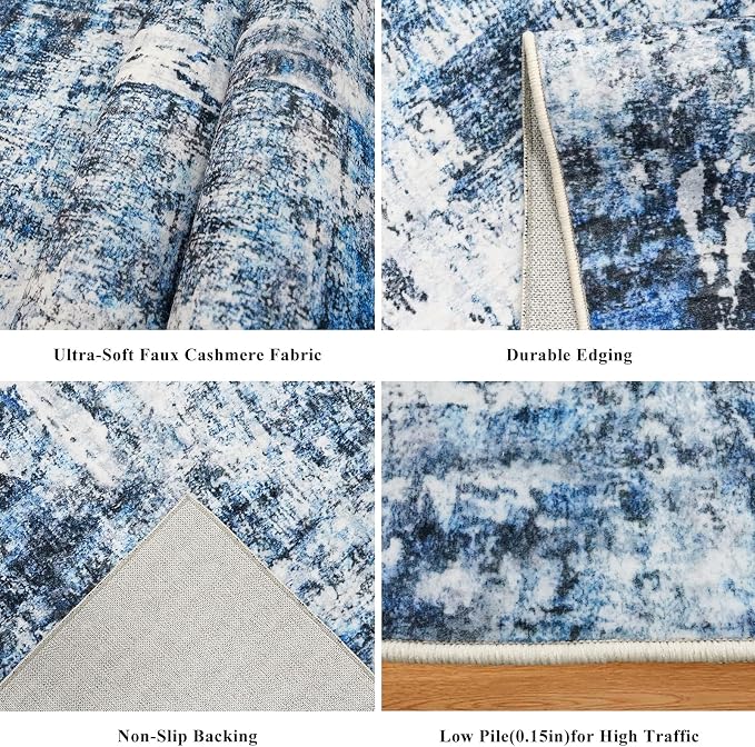 Rug Runners for Hallways Non Slip– Washable Long Kitchen Runner, Low-Pile Thin