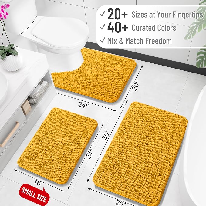 OLANLY Bathroom Rugs 35x24, Extra Soft Absorbent Chenille Bath Rugs, Rubber
