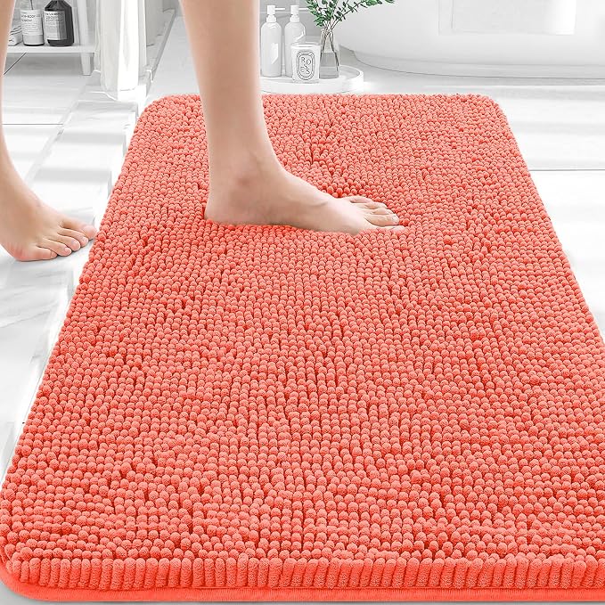 OLANLY Bathroom Rugs 36x24, Extra Soft Absorbent Chenille Bath Rugs, Rubber