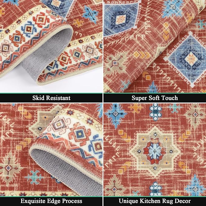 HEBE Boho Kitchen Rug Sets 3 Piece