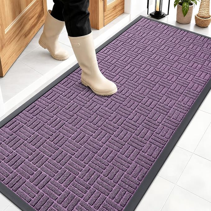 OLANLY Front Door Mat Outside Entrance 59x23, Heavy Duty Sturdy Natural Rubber