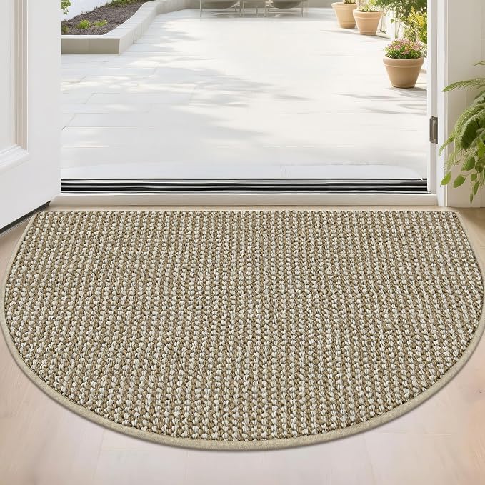 BEQHAUSE Dirt Trapper Door Mat 24" x 36" Half Circle Non-Slip Washable Doormats