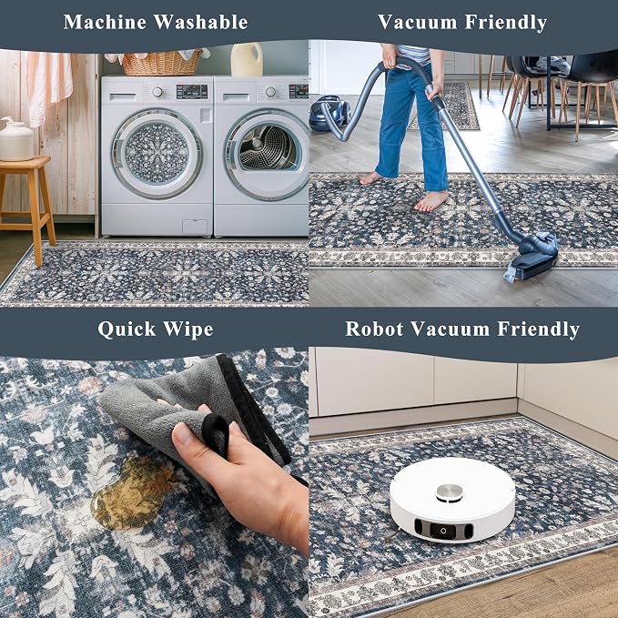 Kitchen Rug Sets 3 Piece Non Skid – Washable Small Kitchen Rugs and Runner Set