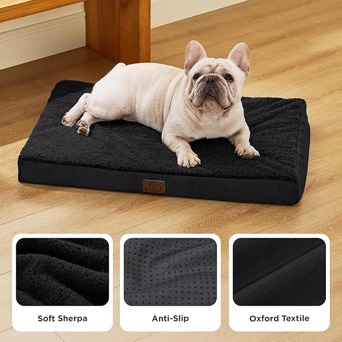 Bedsure Dog Bed Medium Size Dog - Comfy Flat Puppy Beds with Removable Washable Cover, Orthopedic Egg Crate Foam Pet Mat, Suitable for Pet Up to 30 lbs