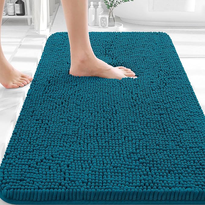 OLANLY Bathroom Rugs 35x24, Extra Soft Absorbent Chenille Bath Rugs, Rubber